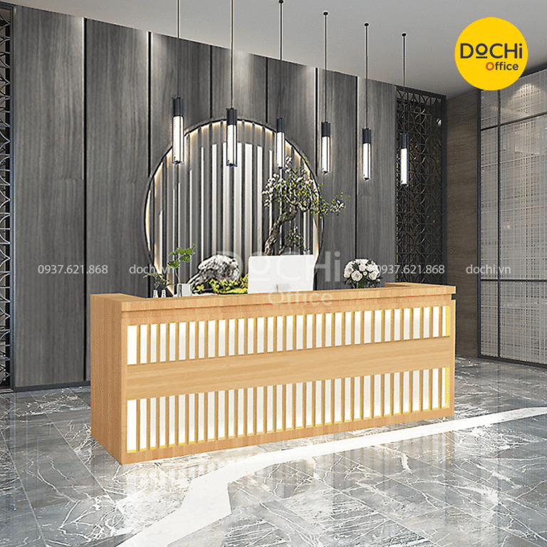 Mẫu quầy lễ tân tích hợp công nghệ