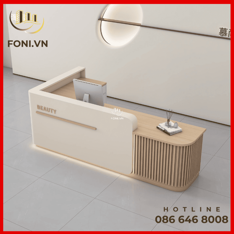 Quầy lễ tân chữ L đẹp – Bảo hành dài hạn