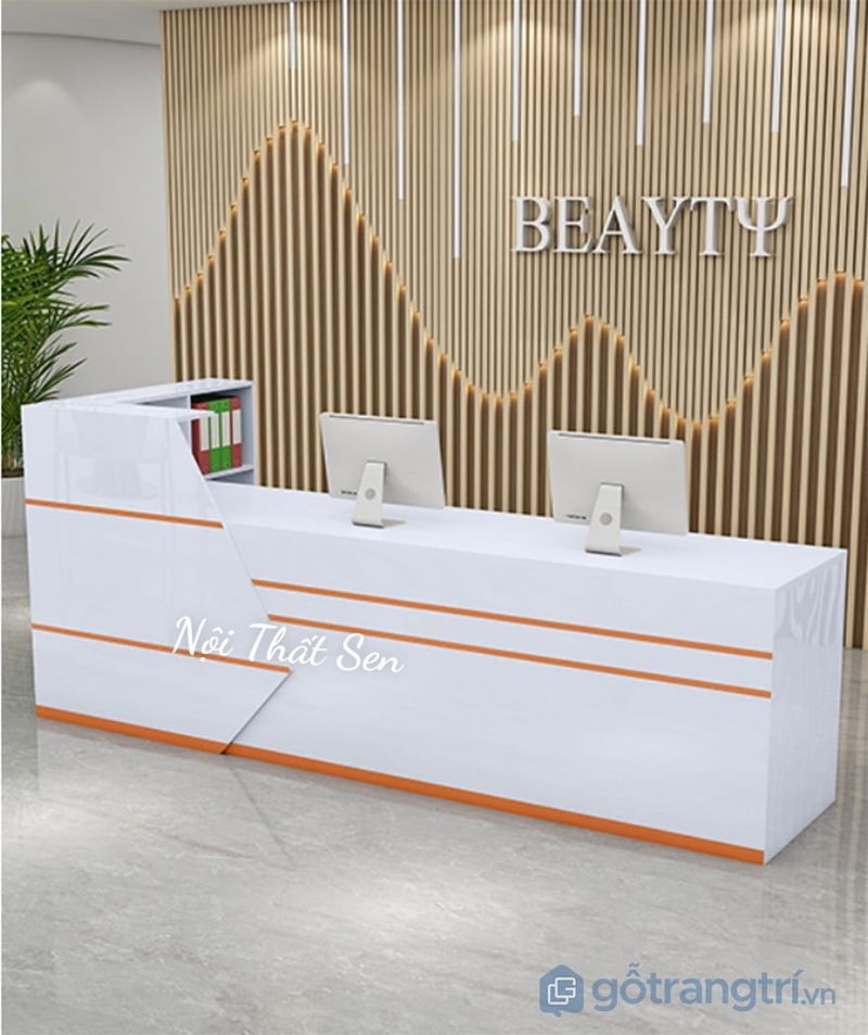 Quầy lễ tân gỗ công nghiệp đẹp QLTSE-41321-1