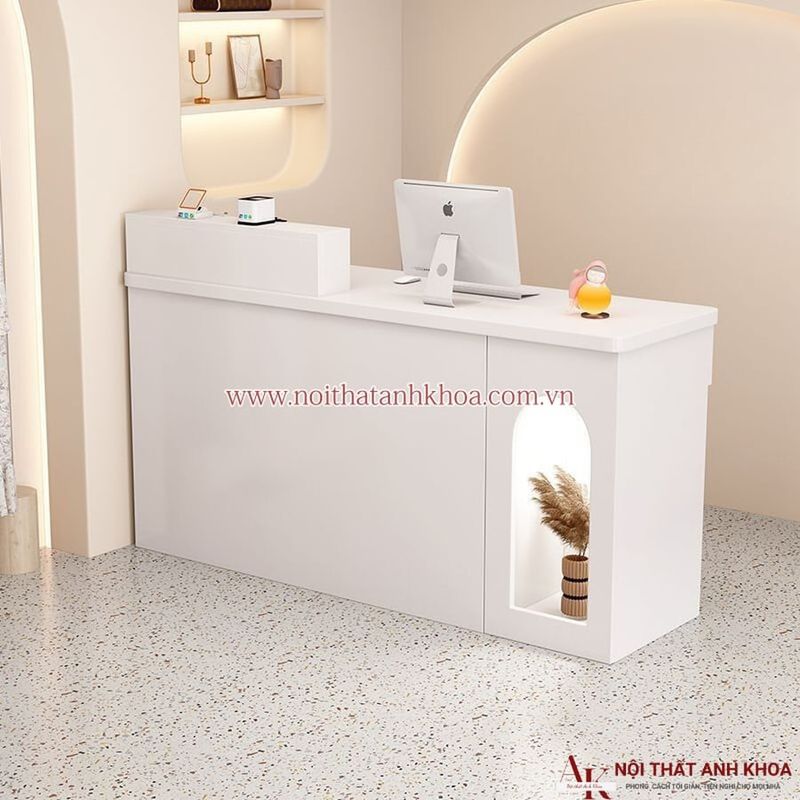 Mẫu quầy lễ tân chữ I gỗ MDF đẹp