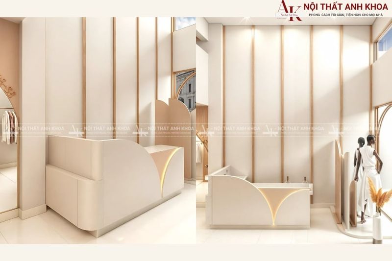 Quầy lễ tân chữ L phong cách Hàn Quốc