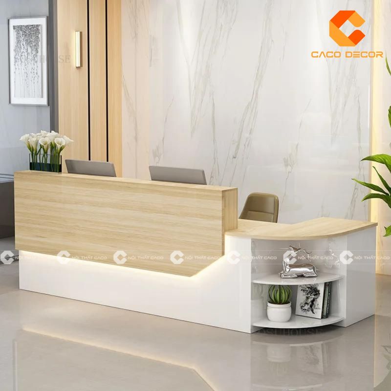 quầy lễ tân chữ L sang trọng