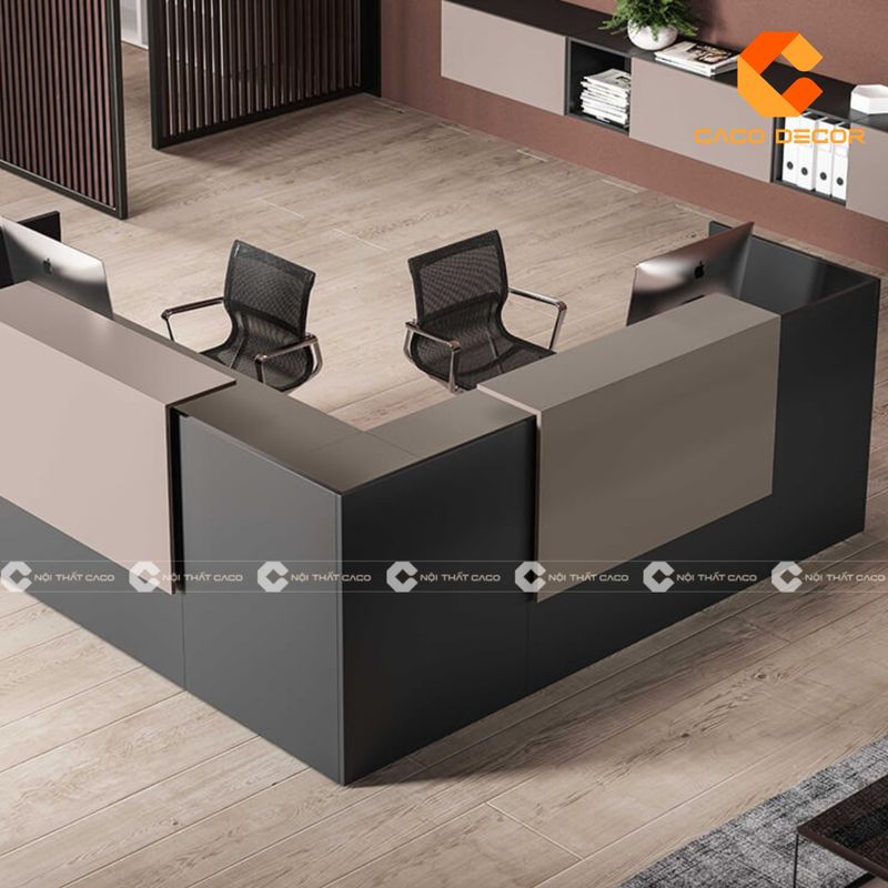 Quầy lễ tân chữ L hiện đại