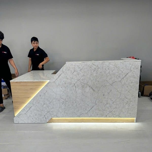Quầy lễ tân chữ L 2m2 x 1m2