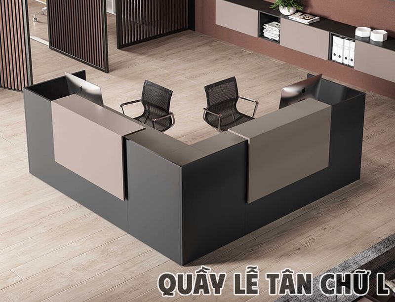 Mẫu quầy lễ tân chữ L hiện đại