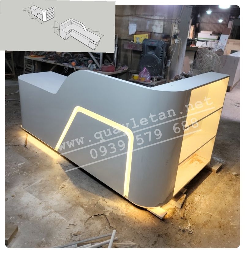 Mẫu quầy lễ tân chữ L đẹp và hiện đại