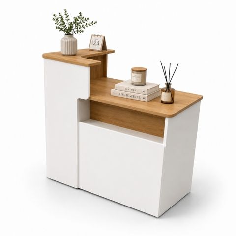 Hình ảnh quầy lễ tân chữ L hiện đại