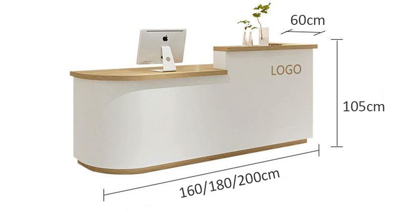Quầy lễ tân chữ L cong hình, phù hợp với nhiều không gian
