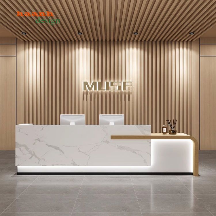 Quầy lễ tân gỗ công nghiệp