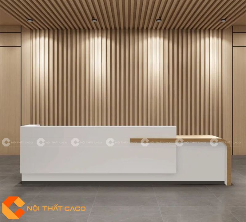 Quầy lễ tân gỗ công nghiệp thiết kế sang trọng, tinh tế