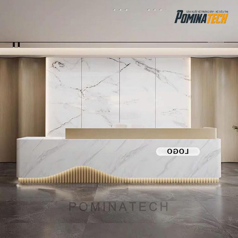 Quầy lễ tân gỗ MDF có đèn LED