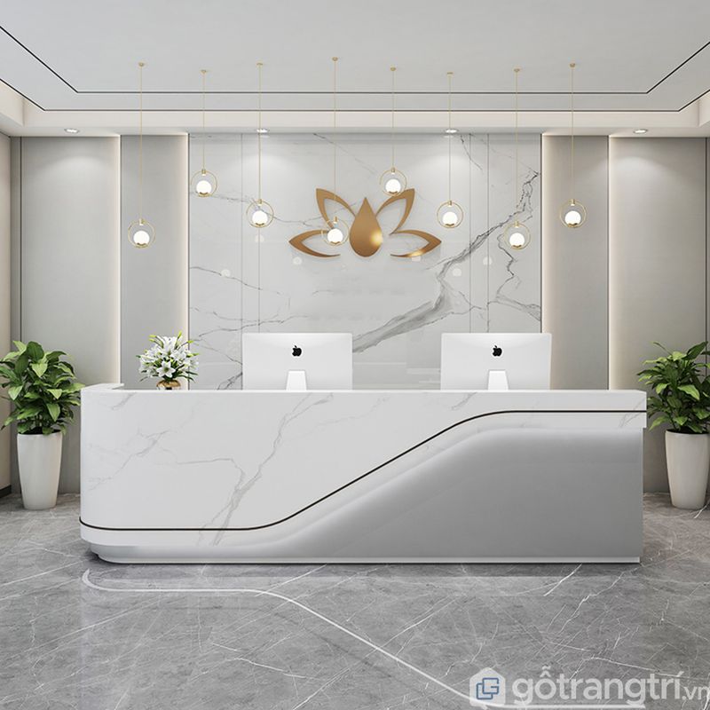 Quầy lễ tân gỗ MDF thiết kế hiện đại