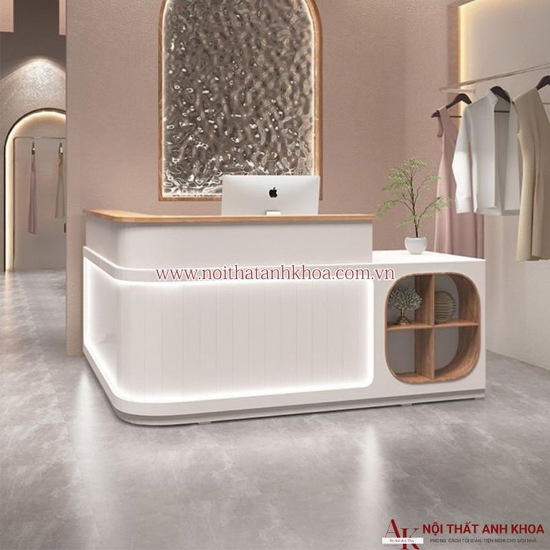Quầy lễ tân spa chữ U gỗ MDF có LED đẹp, giá rẻ