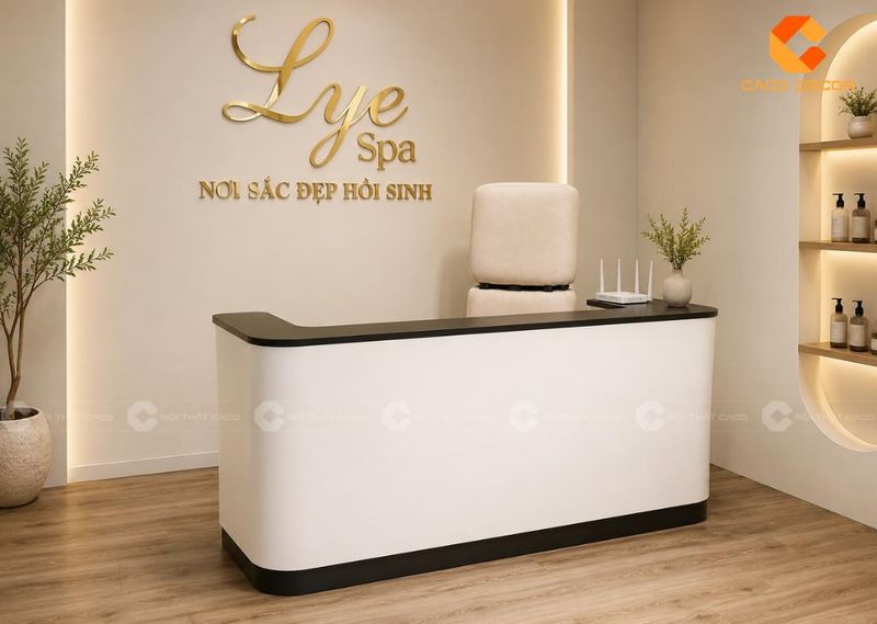 quầy lễ tân spa mini đen trắng