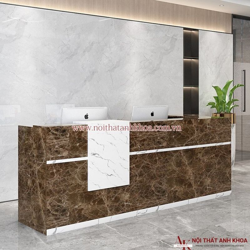 Quầy lễ tân gỗ MDF đa chức năng