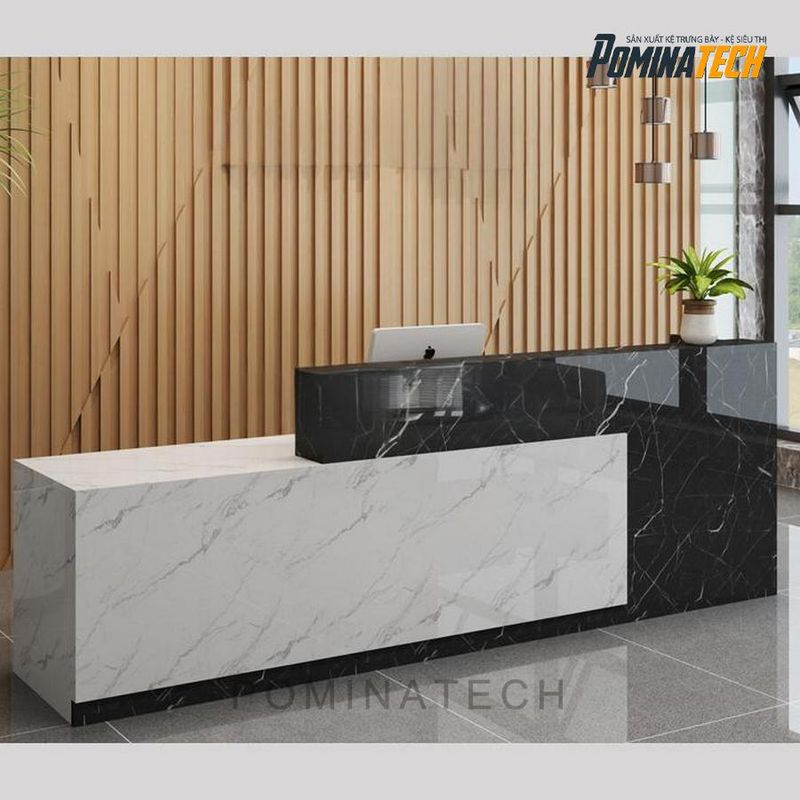 Quầy lễ tân van phong hien dai go MDF