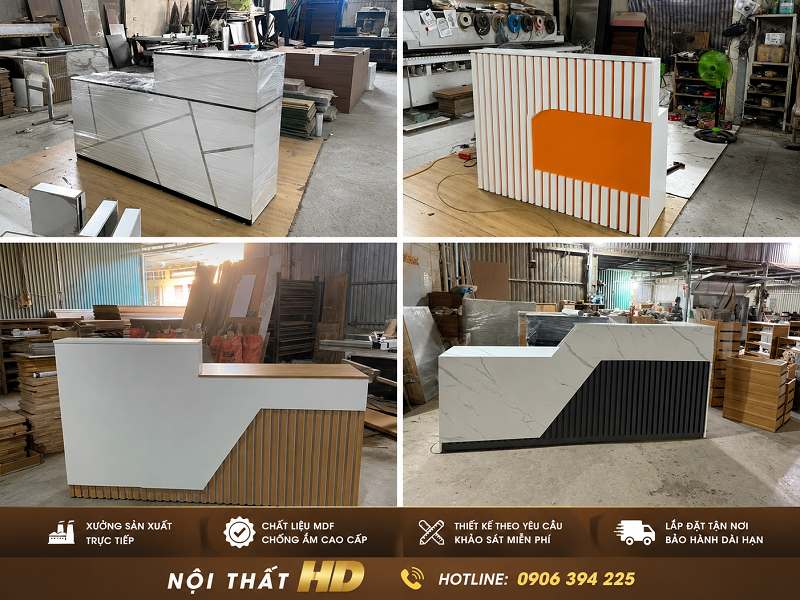 Hình ảnh xưởng gia công quầy lễ tân